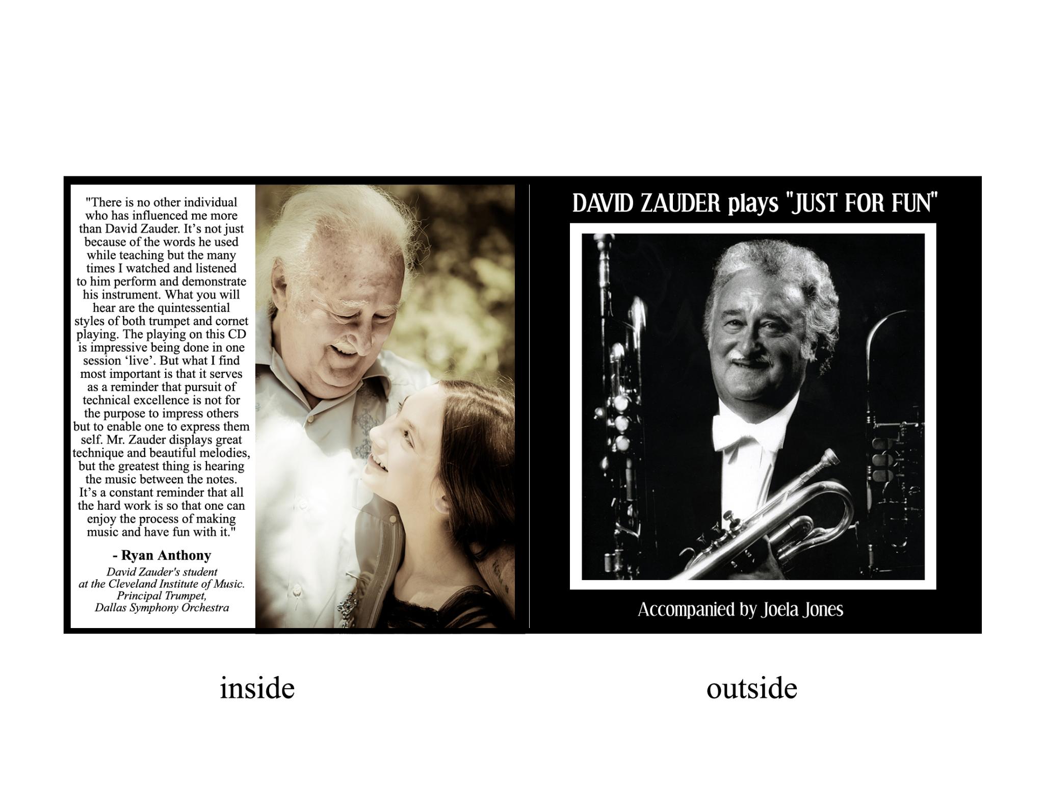 CD of David Zauder's Just For Fun recordings Both photos are of the CD