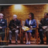 Speaking at Fort Carson during Holocaust Memorial as the guest speaker Given Awards, flowers and medallion