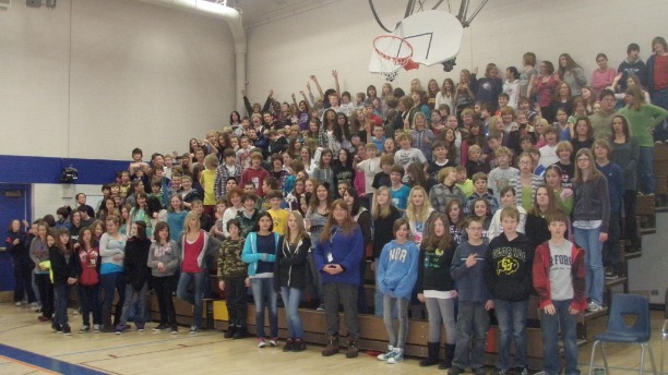 Middle School Full School Standupster Presentation At the end of my 1.5 hour presentation, following students questions, I asked them to stand if I could Count on them to be Standupsters. All three photos are from this one event. Everyone, students, teachers, administrators and parents stood unanimously.